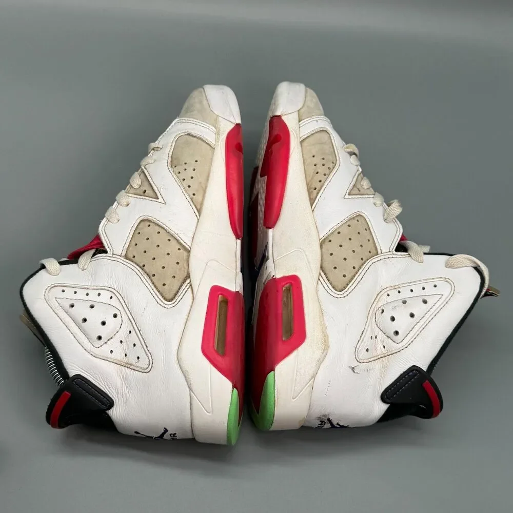 Air Jordan 6 Retro Boy's 7 White Leather Lace-Up Athletic Running Sneakers